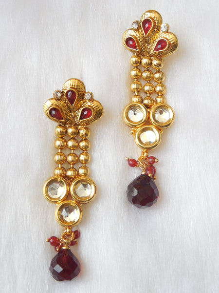 Polki Earings Red