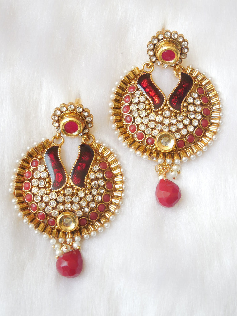 Polki Earings Maroon