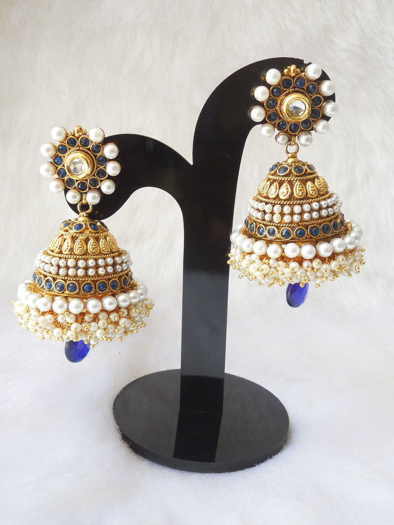 Jhumka Earings Royal Blue Extra Large