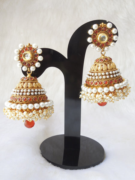 Jhumka Earings Maroon Extra Large