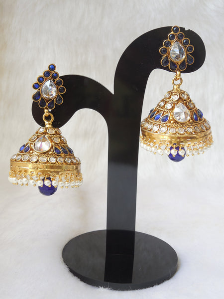 Jhumka Earings Royal Blue Large