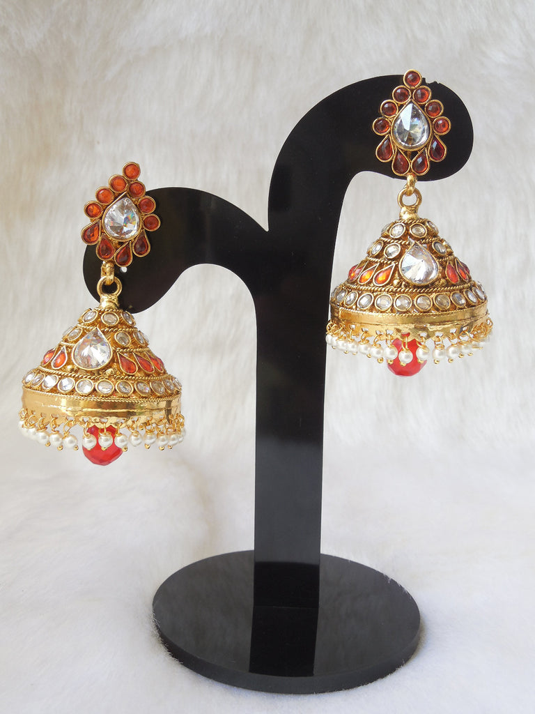 Jhumka Earings Orange Large