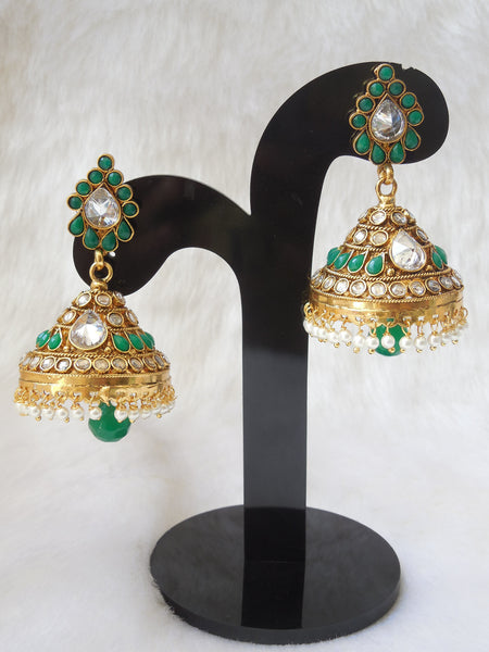 Jhumka Earings Green Large