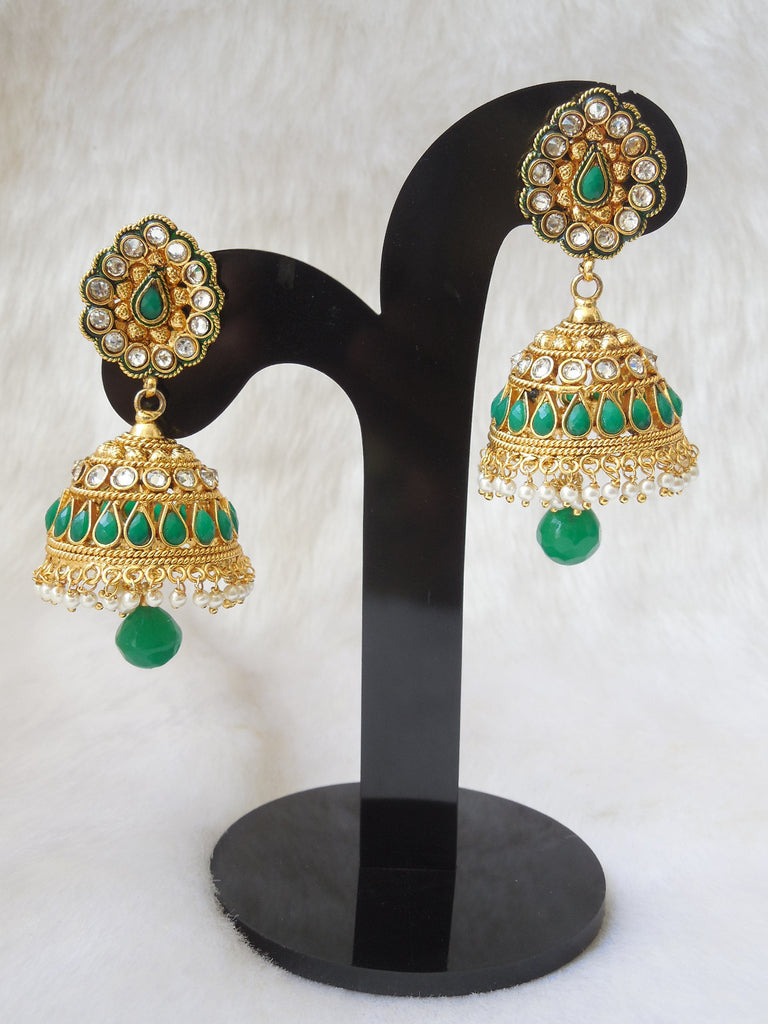 Jhumka Earings Green Large