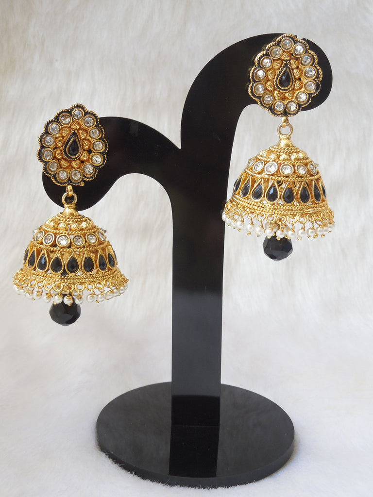 Jhumka Earings Black Large