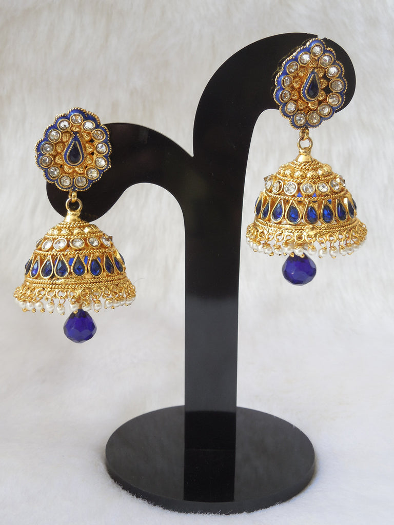 Jhumka Earings Royal Blue Large