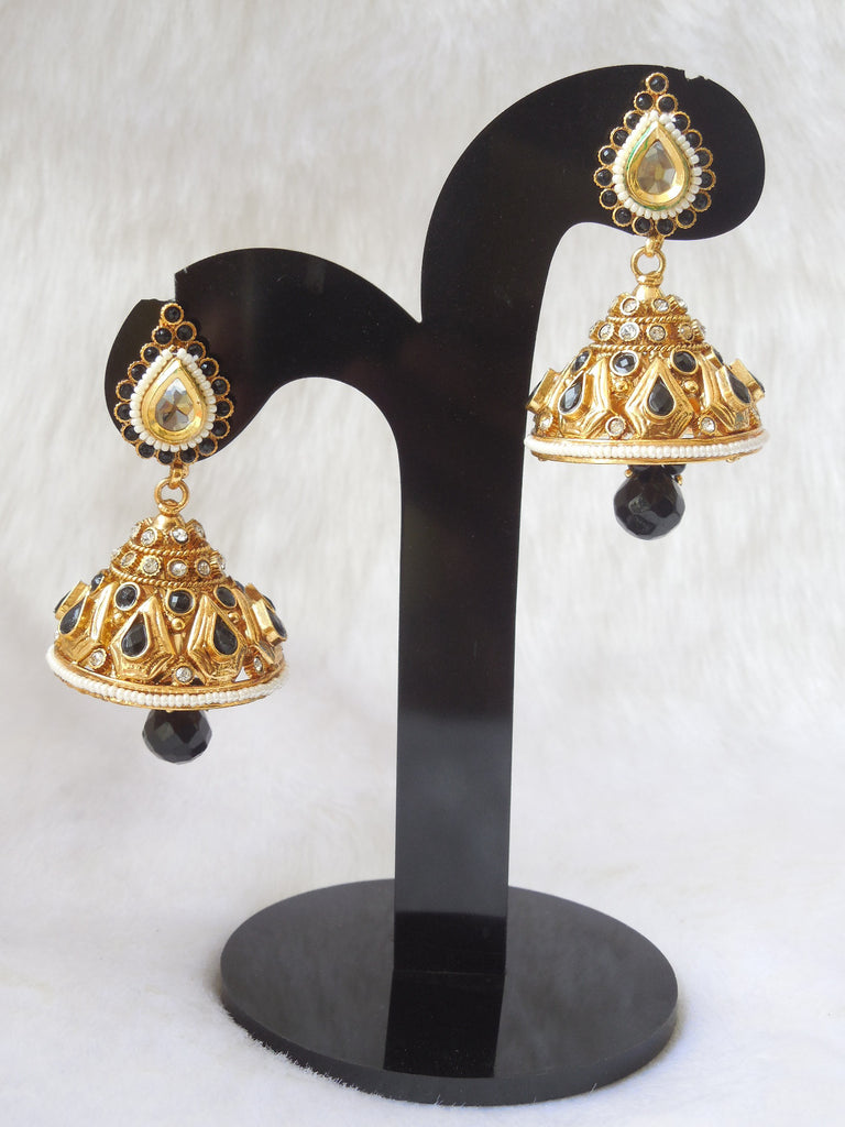 Jhumka Earings Black Large