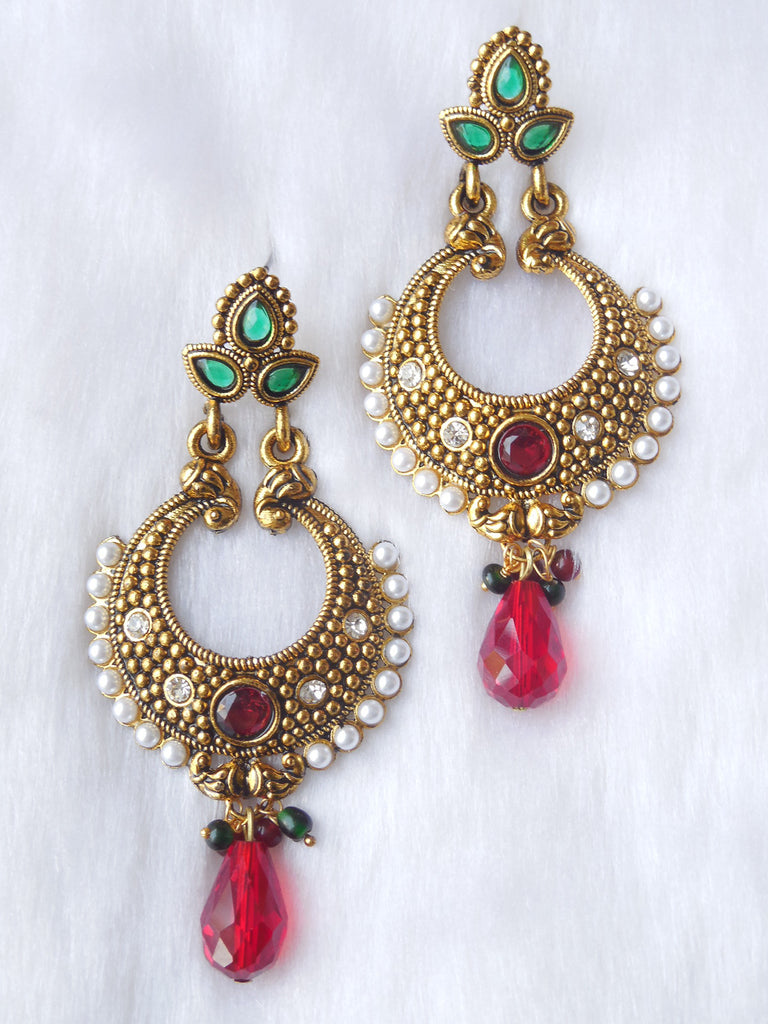 Designer Earings Maroon Green