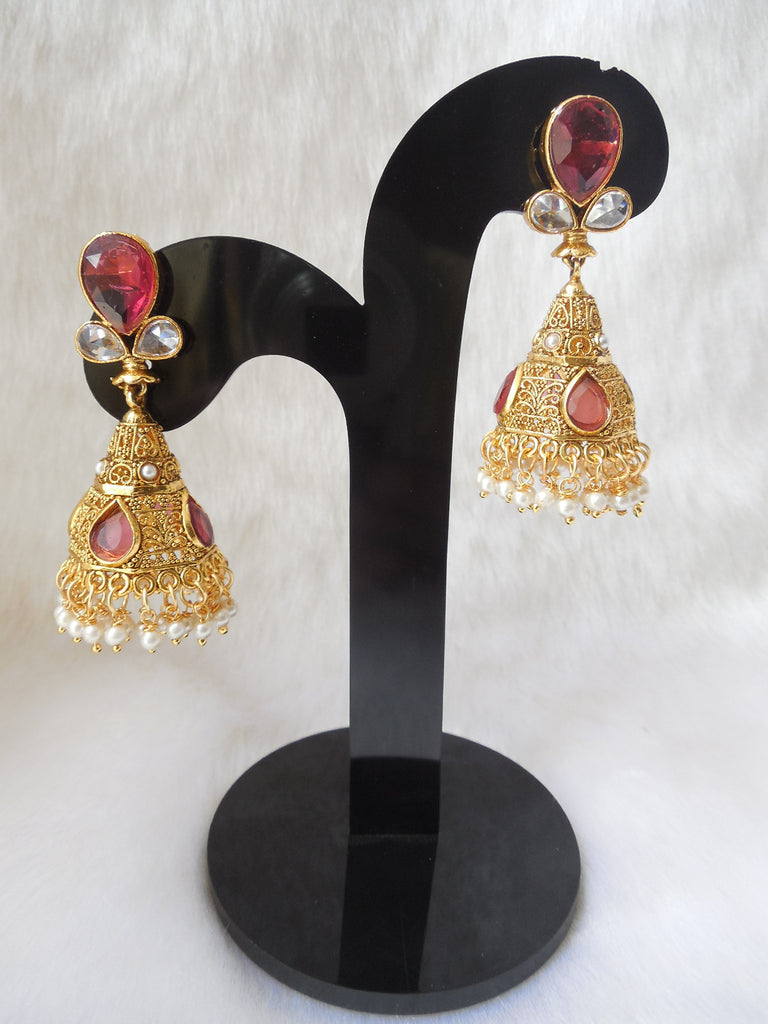 Jhumka Earings Pink