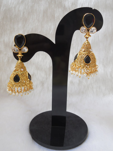 Jhumka Earings Black Medium