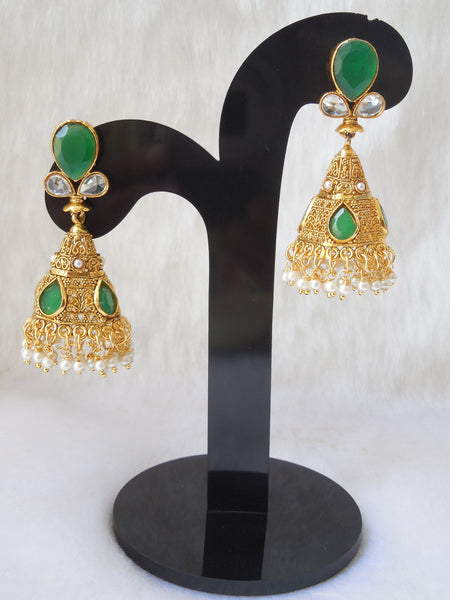 Jhumka Earings Green Medium