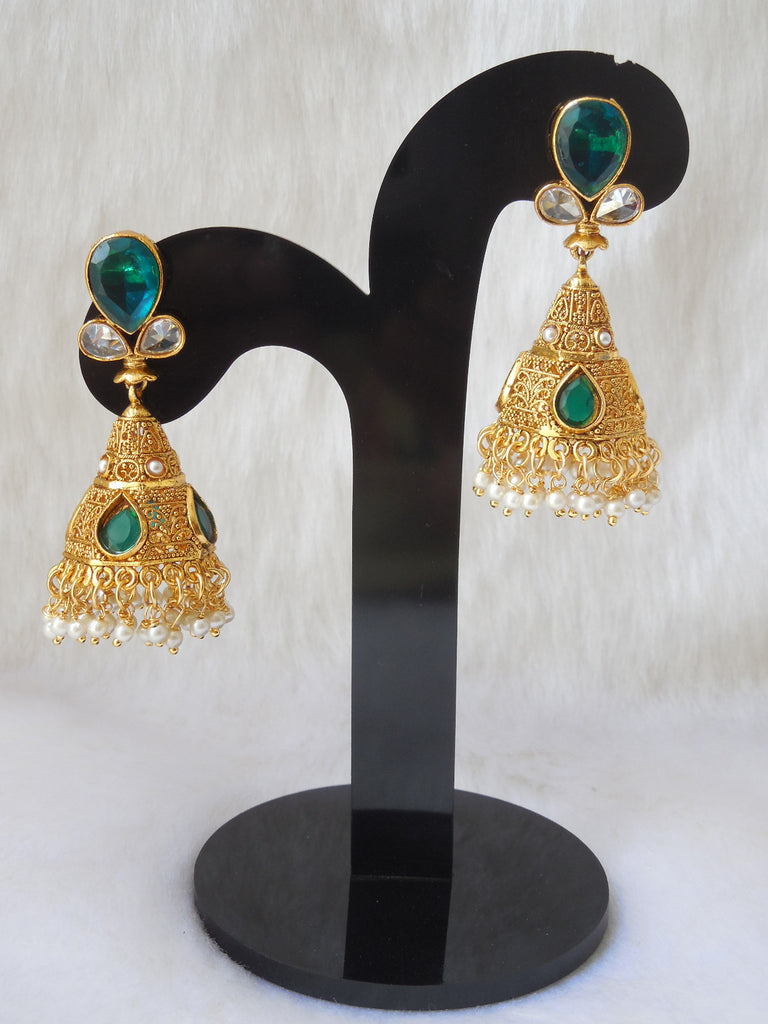 Jhumka Earings Green Medium