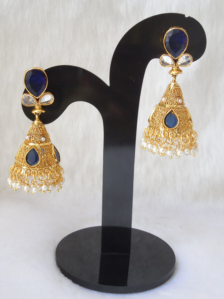 Jhumka Earings Royal Blue Medium