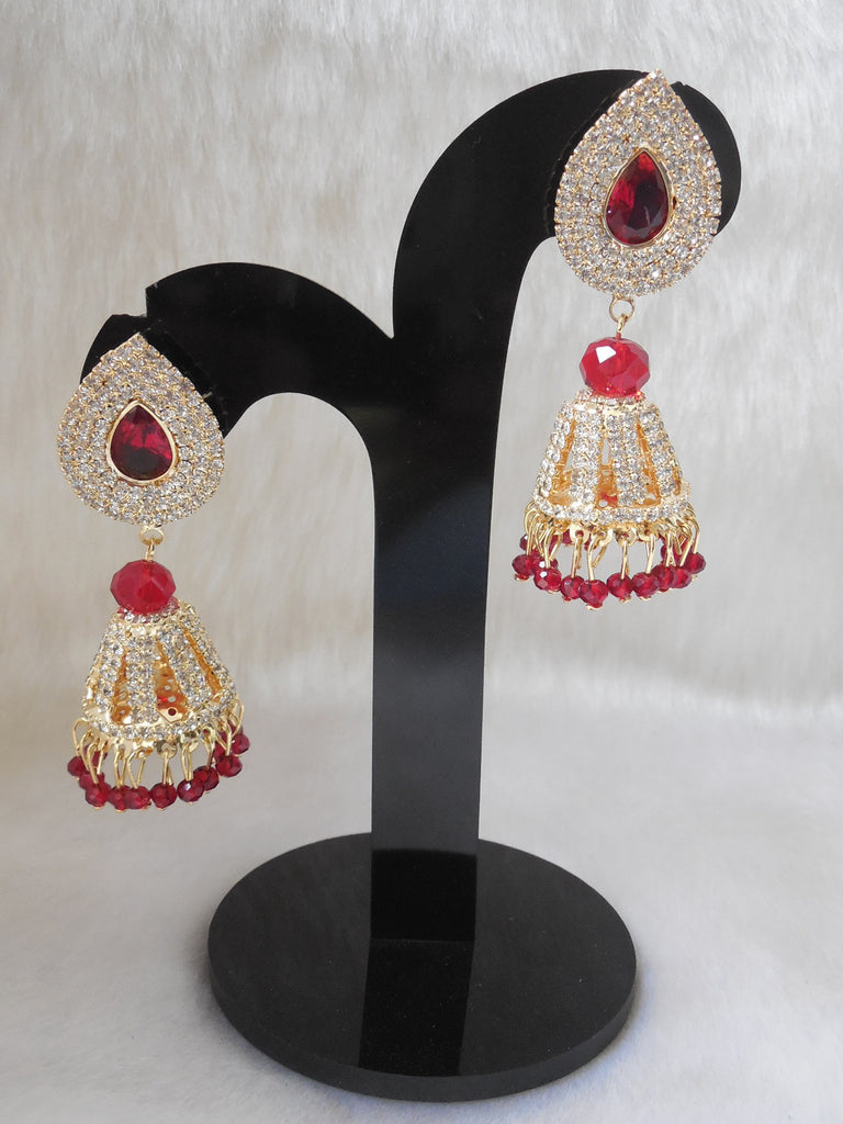 Jhumka Earings Golden Red