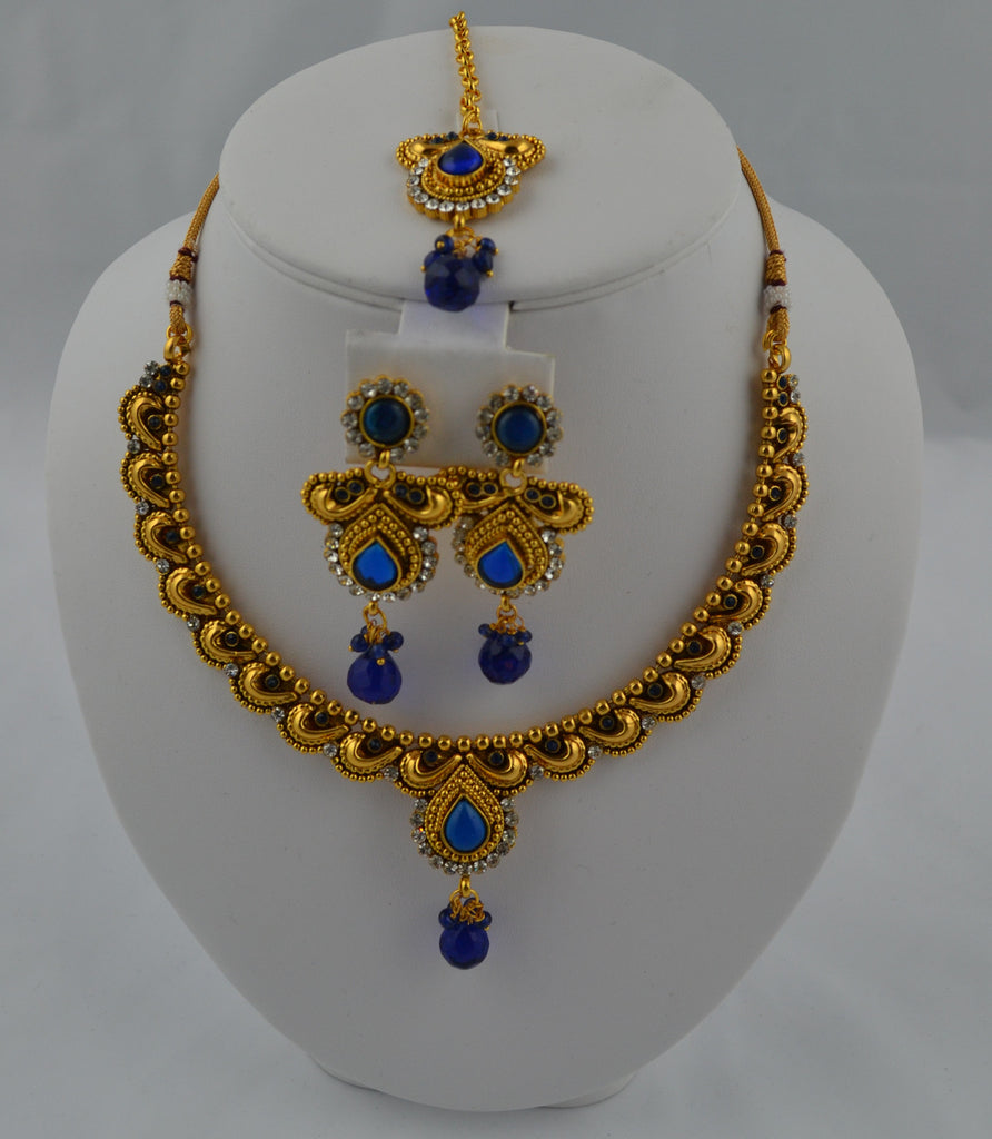 Purple Stone Studded Necklace Set