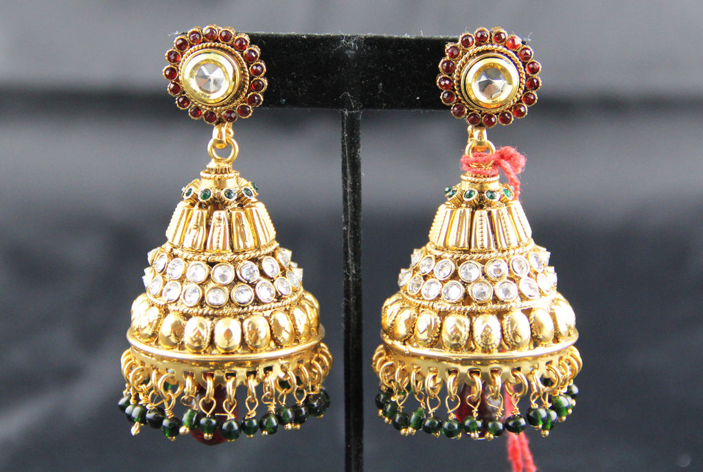 Big Jhumka Purple And White Pearl