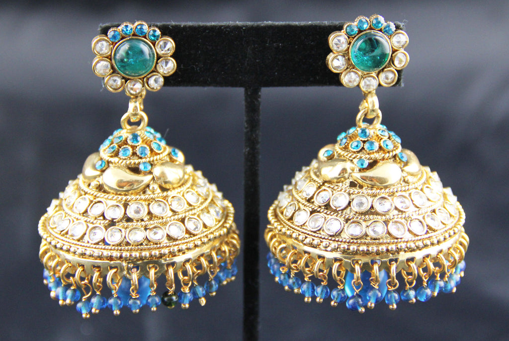 Jhumka White and Turquoise Large