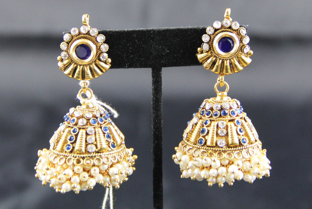 Royal Blue Jhumka Medium Earring