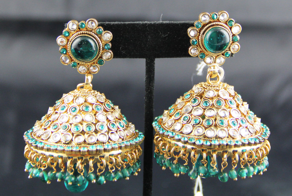 Jhumka Earring Blue & White stone