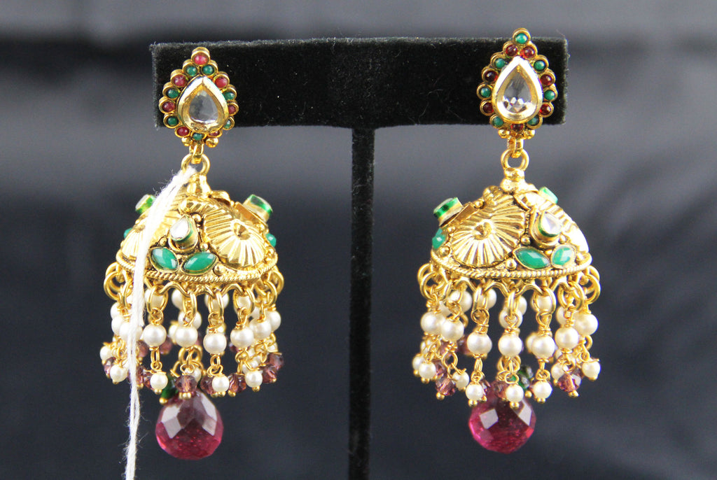 Jhumka Earring Red Green