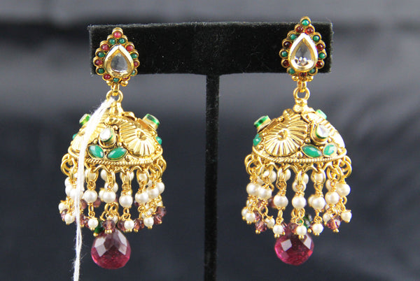 Jhumka Earring Red Green