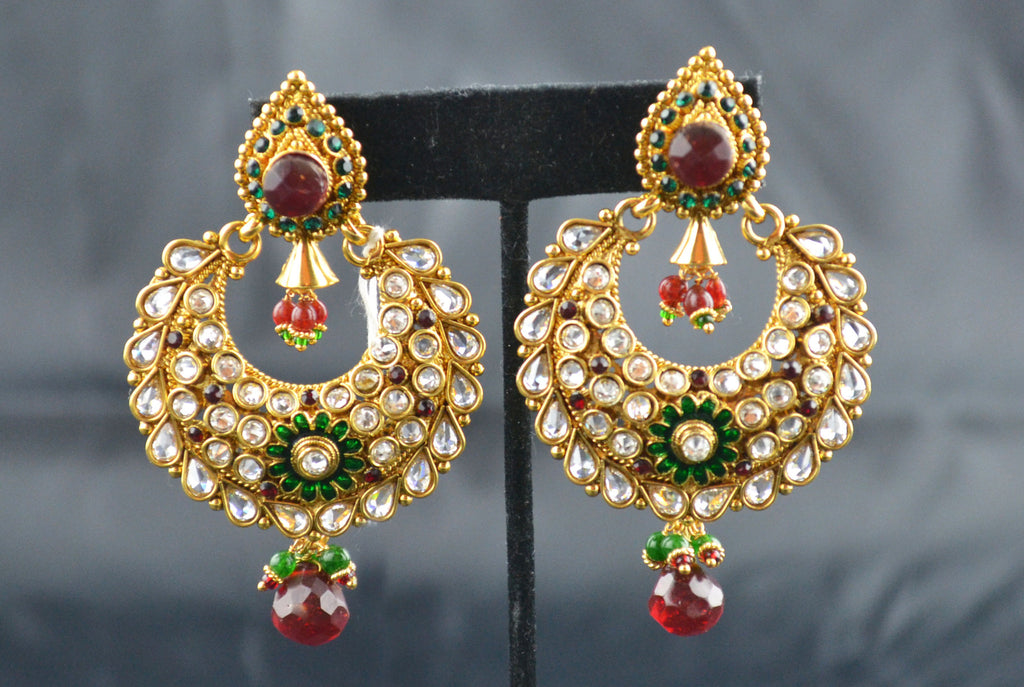 Polki Earring Red Green