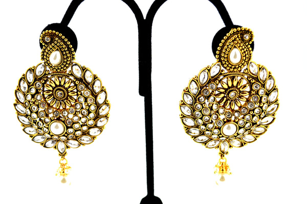 Pearls & White Stone Polki Earring