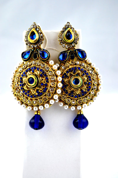 Royal Blue Polki Earring