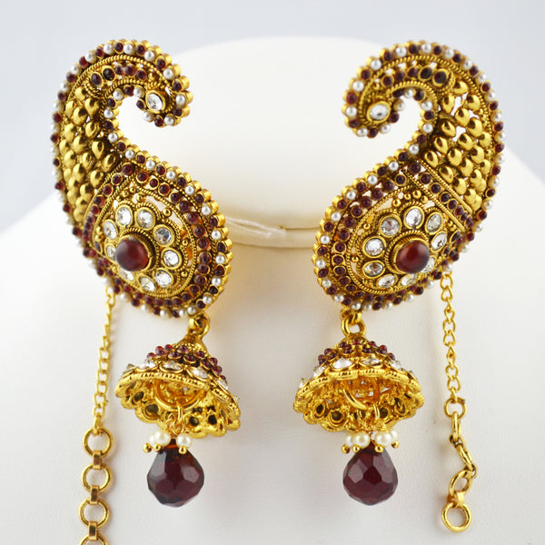 Full Ear covering Medium size Maroon & Pearls