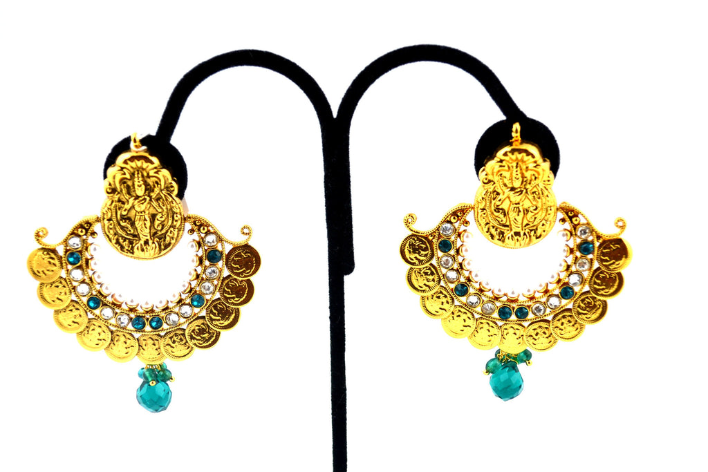 Kasumalai Temple design earring (blue and white) medium