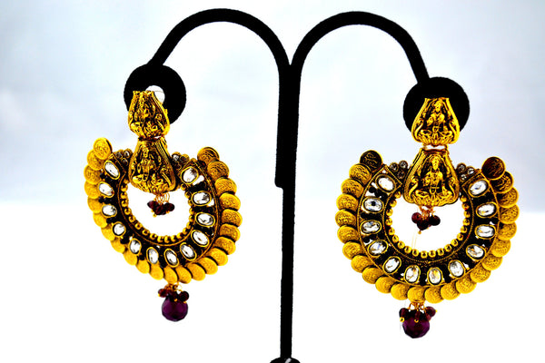 Kasumalai Temple Design Earing (Marron and White) Large