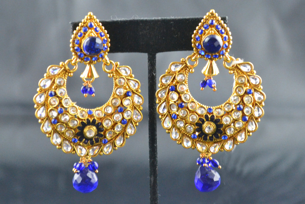 Royal Blue Polki Earring