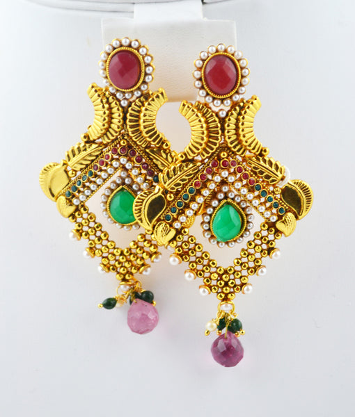 Polki Earring Red Green