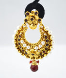 Red and Pearls Polki Earring