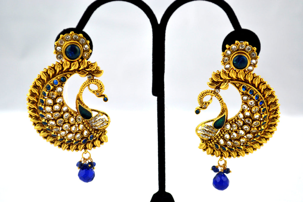 Peakcock Design Royal Blue Polki Earring