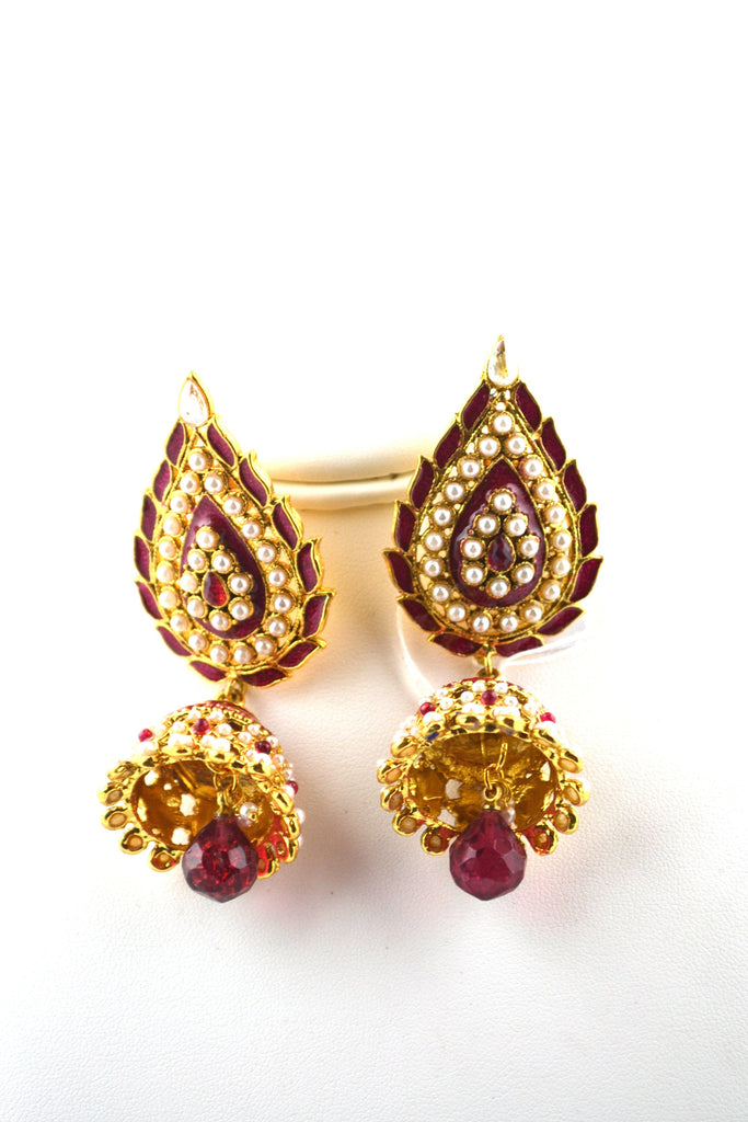 Jhumka Red & Pearls