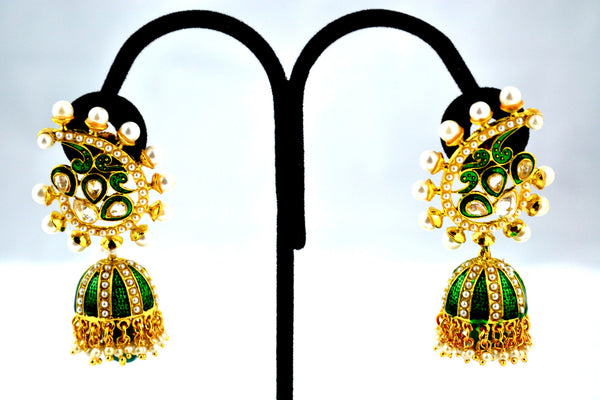 Mango stude with Jhumka Green