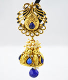 Hanging earring with Jhumka Royal Blue