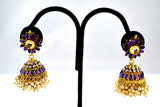 Jhumka with pearl haning purpe stone