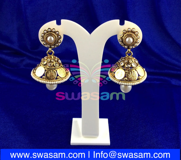 Jhumka Medium Coin Design Pearl