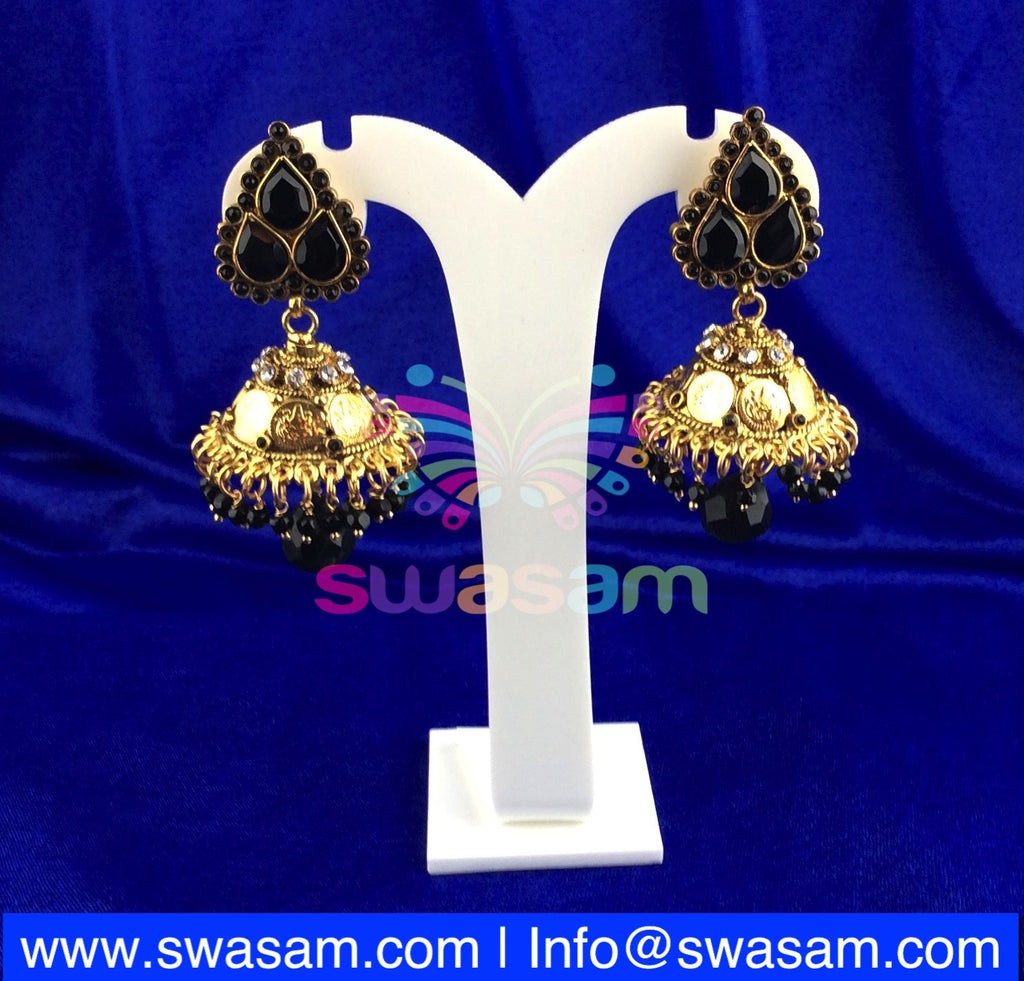 Jhumka Medium Coin Design Black