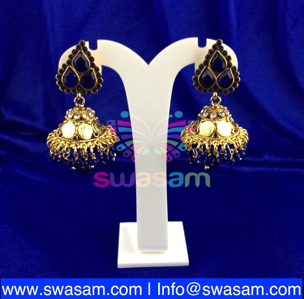 Jhumka Medium Coin Design Navy blue