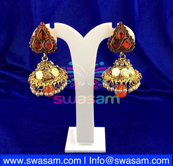 Jhumka Medium Coin Design Orange