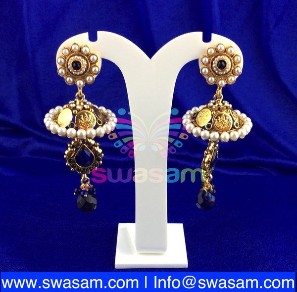 Jhumka Medium Coin Design Navy blue