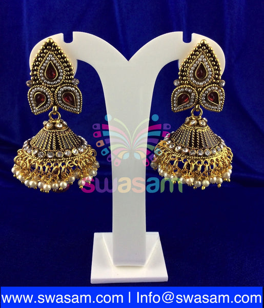 Jhumka Medium Red