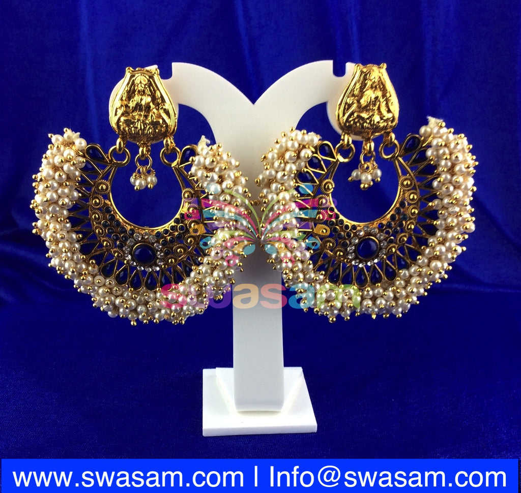 Royal Blue Laxmi Design Ram Leela style Earring Large