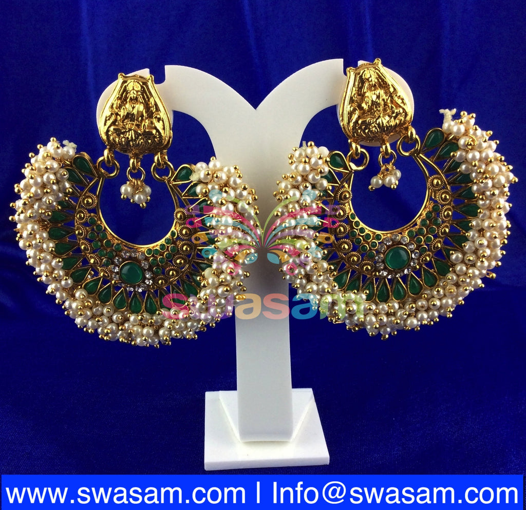 Green Laxmi Design Ram Leela style Earring Large