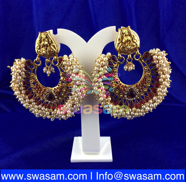 Pink Laxmi Design Ram Leela style Earring Large