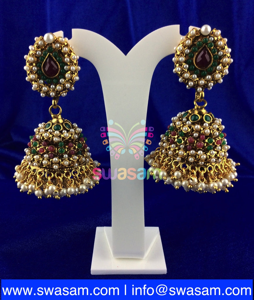 Jhumka Large Red Green