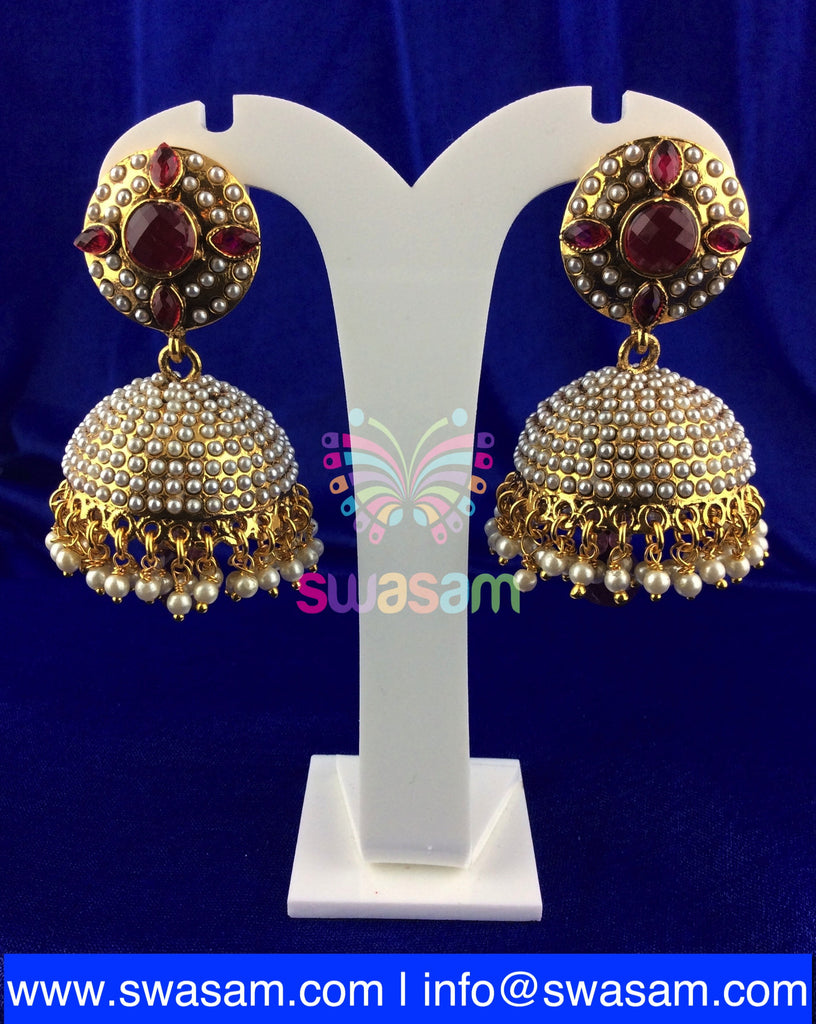 Jhumka Medium Round Pink